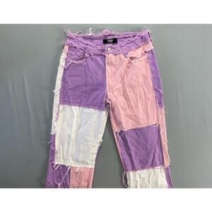 Jaded London Boyfriend Fit Super Frayed Colorful Patchwork Jeans. Women's 25.